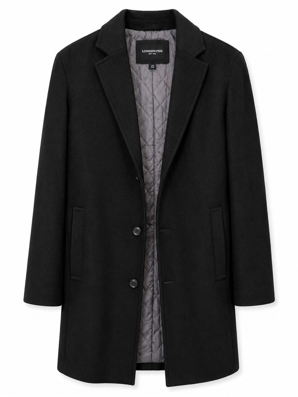 London Fog Black Men's Wool-Blend Pea Coat
